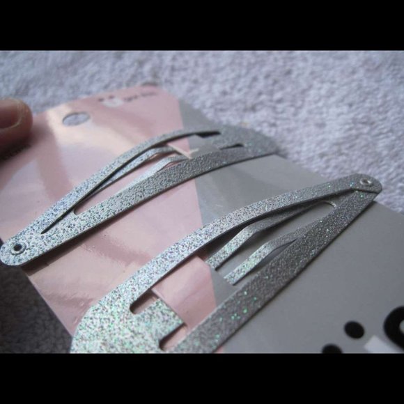 2 Scunci Large 3" Metal Glitter Snap Contour Hair Clips Conair Silver Gold Pink - Picture 9 of 11
